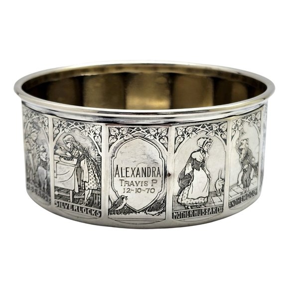 Gorham Silver Gold Wash Interior Nursery Rhyme Child's Bowl w/ Engraving #14018 - Picture 4 of 11